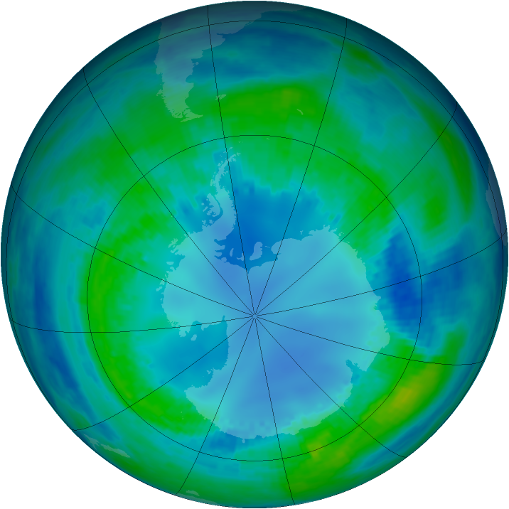 Antarctic ozone map for 28 April 2002